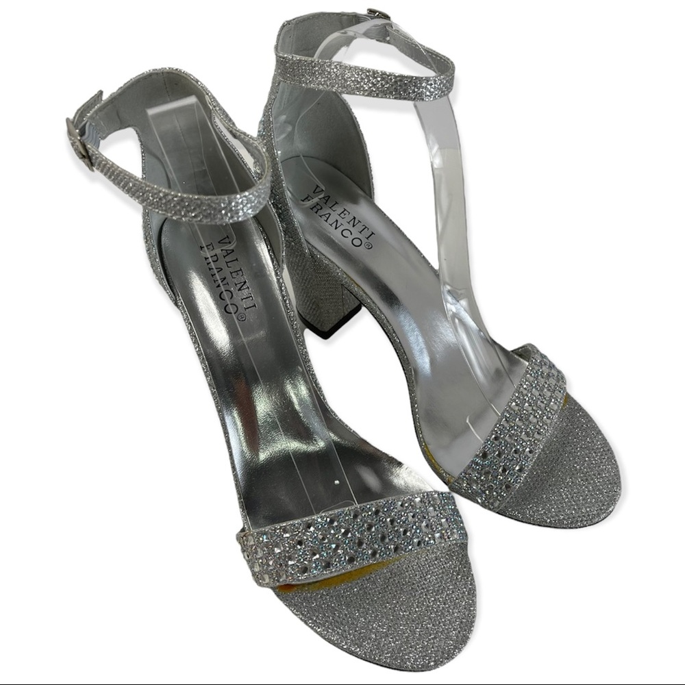 Valenti Franco Womens Heeled Sandals, Silver, Size 9